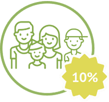 Скидка семьям с 2 и более детьми 10%